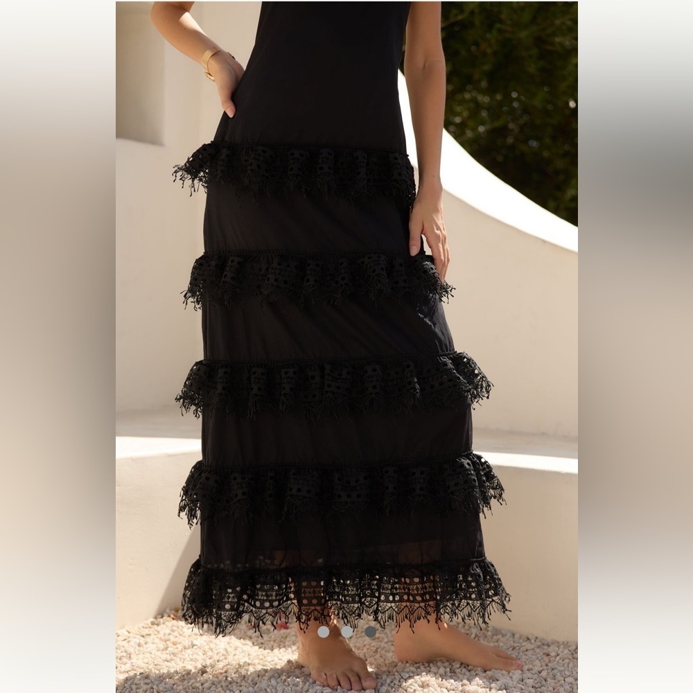 πRAREπ Anthropologie NWT Peixoto Tessa Eyelet Tiered Maxi Dress size M. - Picture 5 of 11